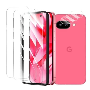3+3+1-Pack, Screen Protector and Camera Lens Protector for Google Pixel 9A with Installation Alignment Aid, Tempered Glass Film, Impact-Protection, HD, Anti-Scratch, 9H Hardness