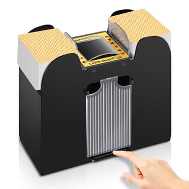 YUCEEN Automatic Card Shuffler 1/2/4/6 Decks,Battery Operated Electric Playing Card Shuffler for UNO,Casino Card Game,Poker,Phase 10,Blackjack,Texas Hold'em,Home Card Games