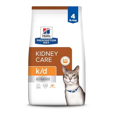 Hill's Prescription Diet k/d Kidney Care Dry Cat Food, Chicken, 4 lb. Bag