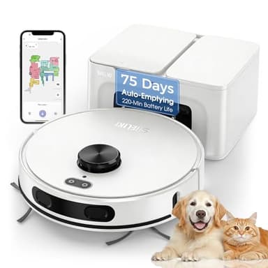 Robot Vacuum and Mop Combo, Mapping Robotic Vacuums Cleaner with 75 Days Self-Emptying, LiDAR Navigation Smart & Strong Suction, WiFi/App/Alexa/Voice Control, Quiet for Home Pet Hair Hard Floor Carpet