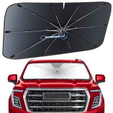 Windshield Sun Shade Umbrella for GMC Yukon 2021-2026 – Nano-Coated Heat-Reflective Front Window Shade, Umbrella Sunshade Cover Blocks Heat, Protects Interior, Vehicle-Specific Precision Fit