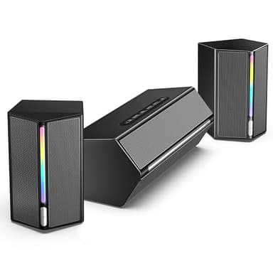 FIFINE Computer Speakers System with Subwoofer, Gaming Speaker for PC with RGB, Volume Control, Monitoring, 3.5mm Aux Input, AC Powered Speakers for Desktop Mobile TV-AmpliGame A22