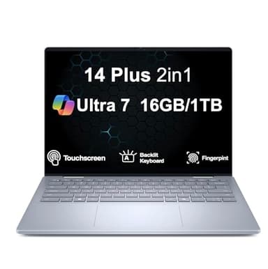 Dell 14 Plus 2-in-1 Laptop 14.0" LCD WUXGA Touchscreen Display (Intel Ultra 7-256V(>i9-12900K), 16GB LPDDR5X, 1TB SSD, Intel Arc Graphics, Copilot+ PC, Backlit KB, Fingerprint, Win 11 Pro)