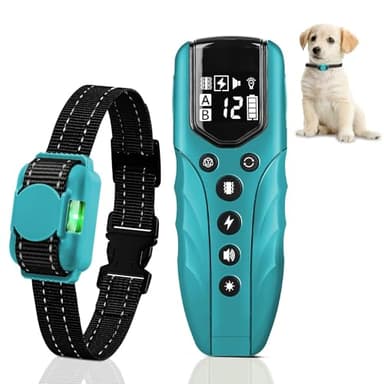 Tiniest Small Dog Shock Collar, Lightest Dog Training Collar with 2000ft Remote, Tailored for Small Dogs 5-15lbs & Medium Large Dogs, Beep, Vibrate, Shock, Lighting, Waterproof, Rechargeable，Cyan