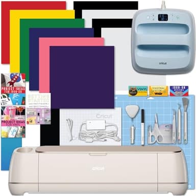 Cricut Maker 4 with Easy Press 3 Machine and Iron-On Combo Bundle - Craft Cutting Machine and Heat Press Combo Set, Cricut Machine Kit for Beginners and Gifts, DIY Apparel and Tote Bags, HTV Materials