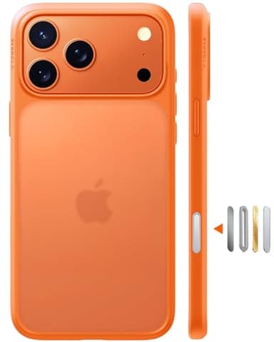 TORRAS for iPhone 17 Pro Case, Beyond Military-Grade Protection, Camera Control Button, DIY Buttons, Translucent Matte Slim Thin Shockproof Hard Back Anti-Scratch case for iPhone 17 Pro, Cosmic Orange