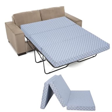SUNYRISY Foldable Sofa Bed Replacement Mattress Memory Foam 4 inch Pull Out Sofa Couch Bed Trifold Mattress Full Size for Convertible Sleeper, 72" L x 53" W x 4" H, Grey