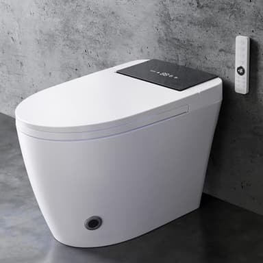 Loniko Smart Toilet with Bidet Built In, Heated Seat & Dual Auto Flush, Foot Sensor, Tankless Modern Elongated Electric Toilet with Warm Water Wash, Air Dryer, LED Display & 1000g MaP Flush, 1.28 GPF
