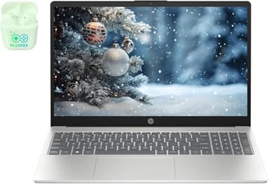HP 15.6" FHD Business & Student Laptop Computer, 10-Core Intel Core i5, Windows 11 Pro Laptop with Microsoft Office Lifetime Suite, PLUSERA Earphones, Silver (32GB RAM | 1TB SSD)