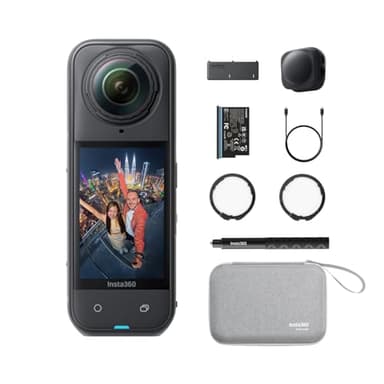 Insta360 X5 Essentials Bundle - Waterproof 8K 360° Action Camera, Leading Low Light, Invisible Selfie Stick Effect, Rugged and Replaceable Lens, 3-Hour Battery, Built-in Wind Guard, Stabilization
