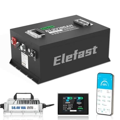 48V 105AH Lithium Lifepo4 Battery for Golf Cart Kit with 18A Charger and Touch Monitor,Built-in 200A BMS and Bluetooth,Up to 6000+ Deep Cycle,Perfect for Golf Carts,Lawnmower,Club Car