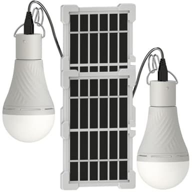 Portable Solar Light Bulbs with Auto On Off Mode for Indoor Home and Chieken Coop, Solar LED Bulb Lights for Camping Tent Emergency, 2-Pack