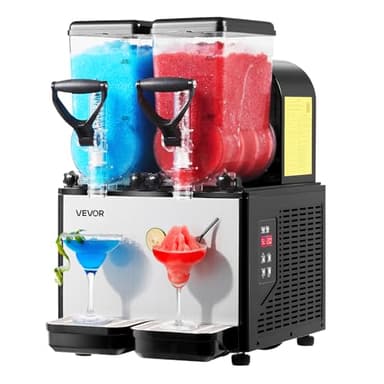 VEVOR Slushie Machine, 6L/1.6Gal x 2 Tank Commercial Slushy Maker, Frozen Drink Maker with Self-Cleaning, Margarita Machine for Restaurants Bars Party for Slushie, Margaritas, Milkshake & More