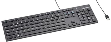Amazon Basics Wired QWERTY Keyboard, Works with Windows, Plug and Play, Easy to Use with Media Control, Full-Sized, Black