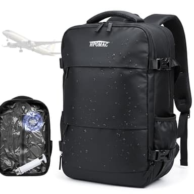 HPOMAC Vacuum Compression Backpack, Carry-On Size Travel Backpack with Vacuum System and Manual Pump, Up to 50L Packing Capacity, Fits 17” Laptop & 5–7 Days Gear, Water-Resistant Vacuum Backpack