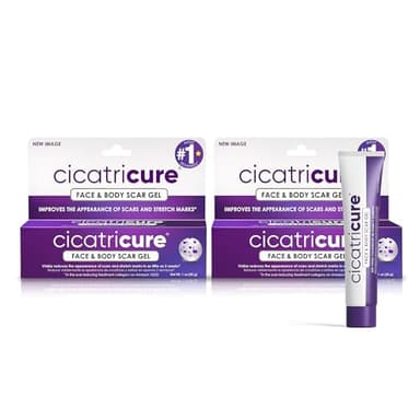 Cicatricure Advanced Scar Gel for Face & Body - Proven Results in 2 Weeks, Scar Treatment for Surgical Scars, Stretch Marks, Scars of Burns and Injuries, Acne Scar Treatment, 1 oz (28 g) - Pack of 2