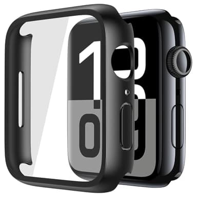 Misxi 2 Pack Tempered Glass Case Compatible for Apple Watch Series 11 (2025) Series 10 46mm, Screen Protector Cover for iWatch, Black