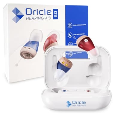 Oricle Standard 2.0 Hearing Aids for Seniors - Oricle Hearing Aids for Adults with Advanced Noise Cancellation - Easy Volume Control with Portable Charging Case