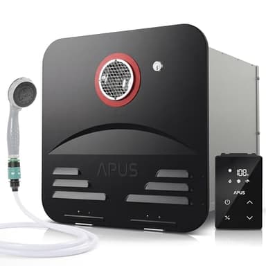 APUS RV Tankless Water Heater, 68,000 BTU Propane On Demand Instant Hot Water Heater with Black Door and Remote, 3.9 GPM, 12V, High Altitude Available, CSA Certified, Compatible with All RVs