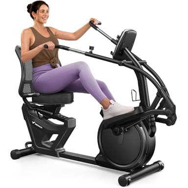 MERACH Recumbent Exercise Bikes for home, Light Commercial Recumbent Exercise Bike for Seniors Adults, Magnetic Recumbent Stationary Bike with Exclusive Apps, LCD, Heart Rate Handle