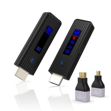 2026 New Wireless HDMI Transmitter and Receiver, 360FT/110M Extender,4K Decode 1080P@60Hz Output,LED Display, 5.8+2.4G Streaming Video/Audio from PC/Laptop/TV Box to Monitor (Black)