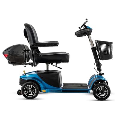 Pride Revo 2.0 Plus Accessories, Electric 4 Wheel Heavy Duty Pride Mobility Scooter for Adults, 400 lbs Capacity, 20" Wide Seat, CTS Suspension, LED Lights, Portable, Ext Warranty (Blue)
