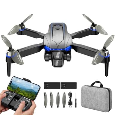 Buvnatep Foldable FPV Drone with 1080P Camera, RC Mini Drone for Kids and Adults, 2 Batteries, Carrying Case, Gesture Control, Altitude Hold, One-Key Launch/Landing, and 3D Flip Function