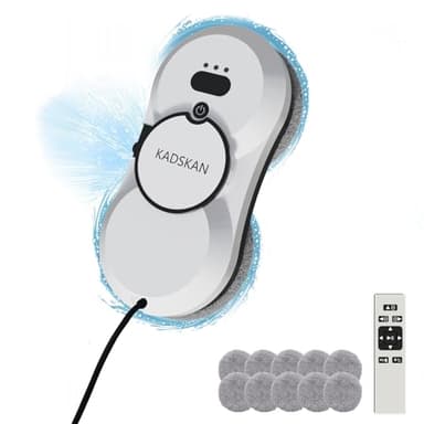 KADSKAN Window Cleaning Robot, Automatic Window Cleaner with Water Spray for Windows/Tiles/Class Door, Inside/Outside, 5600Pa Suction Power, 3.0 Path Planning, Remote Control