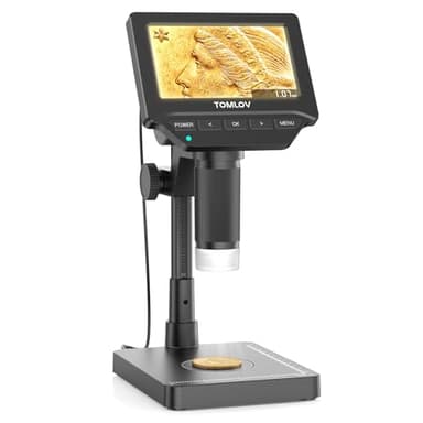 TOMLOV DM4W Microscope with Weighing Scale: 4.3" Digital Coin Microscope with Screen, Error Coin Magnifier with Lights, Weight Scale for Collectors, Jeweler, Students, Compatible with Windows/Mac