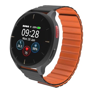Audar E2 Senior Smartwatch with Fall Detection & SOS, 24/7 Heart Rate, Blood Pressure, SpO₂ & Temperature Monitoring, IoT AI Wellbeing Reports/Health History, Cloud Dashboard, No Cell Phone/App Needed