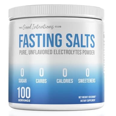 The Good Intentions Club Fasting Electrolytes - Unflavored Electrolyte Powder - 100 Servings - Fasting Salts - Fasting Supplement - Electrolytes for Fasting