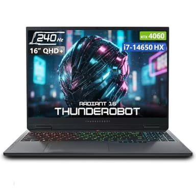 Thunderobot Radiant 16 4060 2.5K Gaming Laptop | 16" QHD+ 240Hz Display | 14th Gen Core i7-14650HX | GeForce RTX 4060 | 32GB DDR5 | 1TB SSD | RGB Backlit KB | Wi-Fi 6 | Win 11 Home | Gray