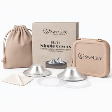 SweCare Silverettes, Silverette Nursing Cups, Silver Nipple Covers Breastfeeding,Nipple Silverettes, 999 Silver Nursing Cups Kit Set