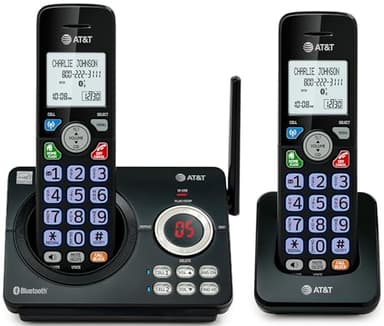 AT&T DL72279 2-Handsets DECT 6.0 Cordless Landline Phone with Bluetooth Connect to Cell, Smart Call Blocker, Digital Answering System, Big Buttons, Unsurpassed Range & ECO Mode