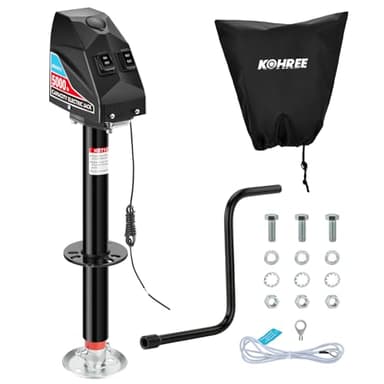 Kohree Electric Trailer Jack 5000lbs, Heavy Duty A-Frame Electric Power Tongue Jack with Waterproof Cover & LED Light for Travel Trailers, Camper, RV, 12V DC with Wiring, 9.8"-31.7" Lift
