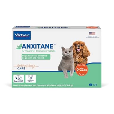Virbac ANXITANE® (L-Theanine) Chewable Tablet - Promotes relaxation for anxious behavior - Small Dog/Cat < 22lbs