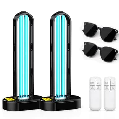 ZETAWALE 2 Pack UV Light Sanitizer, Ultraviolet Lamp with Remote Control for Bed Bugs and Dust Mites, Home Disinfection Device UV Lamp for Home, Room & Kitchen, Ultraviolet Light with 3 Speed Timings