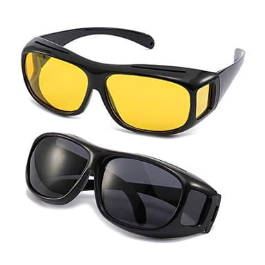 Gemgoo 2Packs Unisex HD Day Night Driving UV400 Sunglasses Fit over Glasses Anti Glare