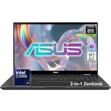 ASUS Zenbook 360° Flip 2-in-1 15.6" FHD Touchscreen Laptop | AI Enhanced Intel Core i7 Processor | NVIDIA GeForce GTX 1650 | 16GB DDR4 | 256GB PCIe SSD | Backlit Keyboard with Numeric Keypad