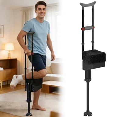 Knee Crutch for Adults with Adjustable Safety Kneepad | Non-Slip Mobility Aid for Left or Right Leg | Comfortable Peg Leg Alternative for Foot & Ankle Surgery Recovery, Leg Injury Support