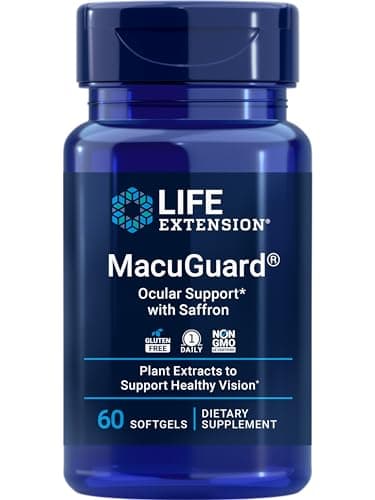 Life Extension MacuGuard Ocular Support with Saffron – Eye Health Supplement for Healthy Vision – with Lutein, Meso-zeaxanthin, zeaxanthin, Saffron – Gluten-Free, Non-GMO – 60 softgels