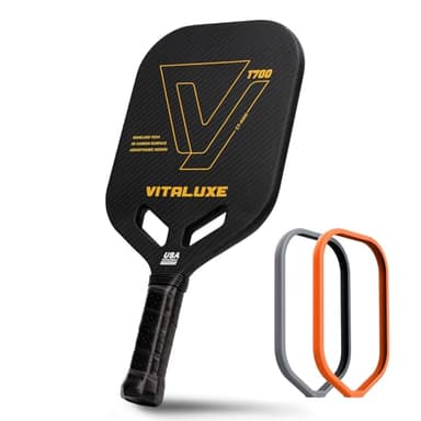 VITALUXE T700 Raw Carbon Fiber Pickleball Paddle, Edgeless 3K Textured Carbon Friction Surface, Thermoformed Raquette Pickleball with Aerodynamic Design used for tournament, Power & Control & Spin Max