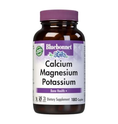 Bluebonnet Calcium Magnesium Potassium Supplement for Women & Men - Supports Healthy Bones - Calcium 1000mg Mineral Supplement Chelate Form - Non-GMO, Vegan, Gluten-Free - 180 Caplets