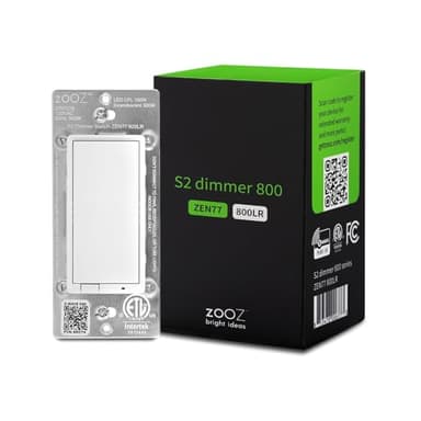 Zooz 800 Series Z-Wave Long Range S2 Dimmer Switch ZEN77 800LR, White | Simple Direct 3-Way and 4-Way Solution (Works with Regular Switches, No Aux Switch Needed) | Z-Wave Hub Required