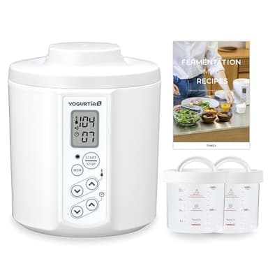 [TANICA] YOGURTiA Yogurt Maker & Fermented Food Machine - Made in Japan & 100-240V Support - 2 Glass Pots, Adjustable Temperature & Timer for Greek Yogurt, Natto, Miso, Amazake - Recipe Book
