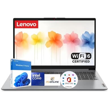 Lenovo Ideapad 15.6" Laptop with Microsoft 365 | Intel 4-Core CPU | 1.1TB Storage (1TB OneDrive + 128GB SSD) | 8GB RAM | Wi-Fi 6 | 10HR Battery | Windows 11