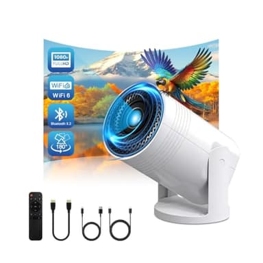 Geylnxng Wireless Mini Projector with WIFI 6 and Bluetooth, 4K 1080P Support Portable Projector 180° Rotatable. 17"-130" Screen Video Projector. Compatible for Smartphone, Laptop, PC(Q6 mate)