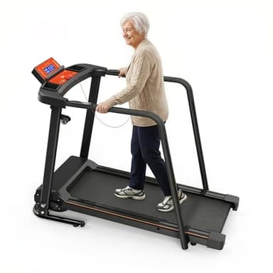 Lastforever Walking Treadmill with Extra-Long Safety Handrails, Home Recovery Fitness Exercise Machine for Elder, Senior Treadmills for Home, Heart Rate Monitor, LED Display, 310 lbs Capacity