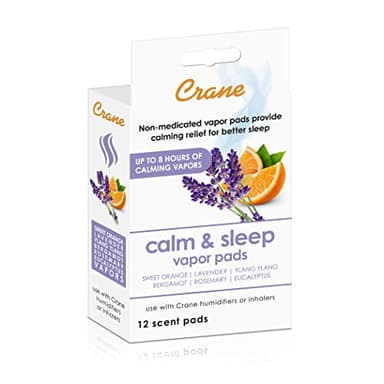 Crane Natural Lavender Orange Humidifier Pads with Calming Vapor, Universal Fit for Humidifiers and Inhalers, 12 Count