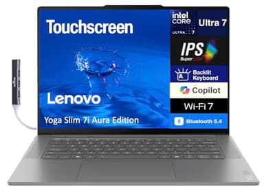 Lenovo Yoga Slim 7i Aura Edition Copilot + Laptop 15.3" Touchscreen IPS 2.8K Display (Intel Ultra 7-258V, 32GB LPDDR5X, 1TB SSD, Intel Arc 140V, Backlit KB, Win 11 Home) w/DKZ USB Port Expander